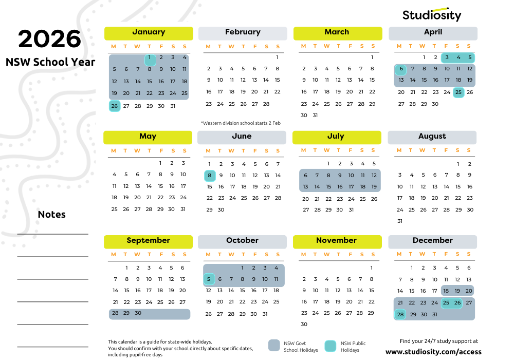 School terms and public holiday dates for NSW in 2026 Studiosity